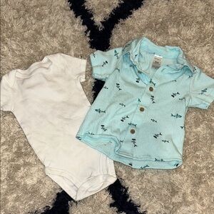 Carter's Light Blue Fish Print Shirt